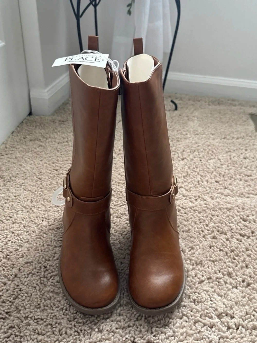 The Children's Place Girls' Brown Tall Buckle Riding Boots